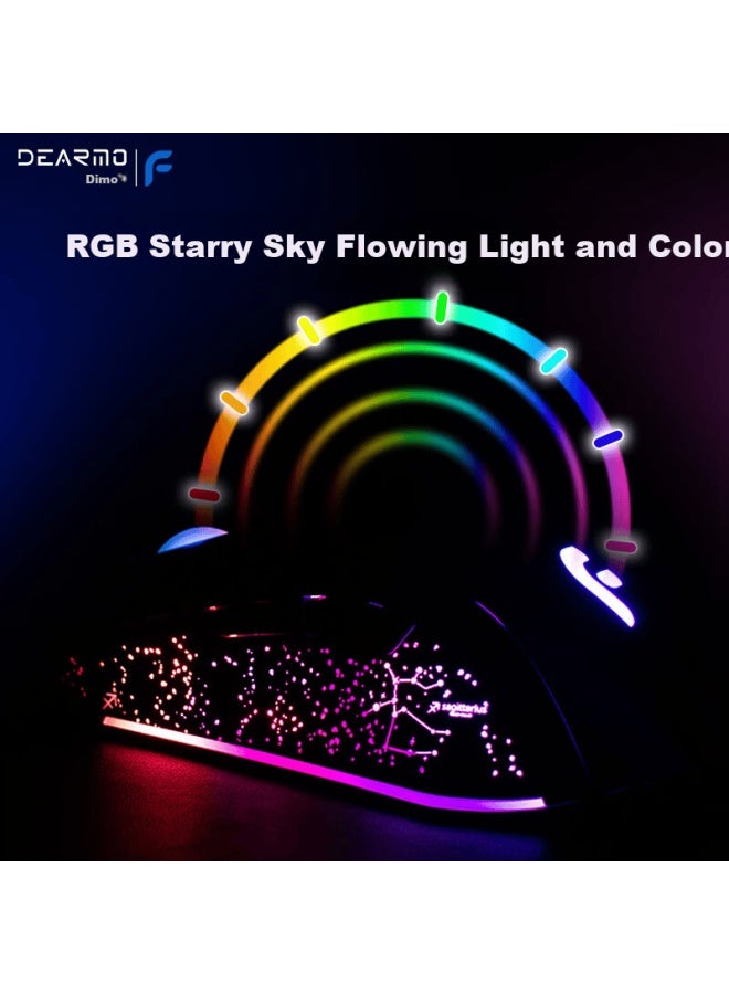 Dearmo F86s Wired Gaming Mouse, Rgb Colorful Mouse, Laptop Mouse, Aurora Starry Sky, 4200dpi - Image 4