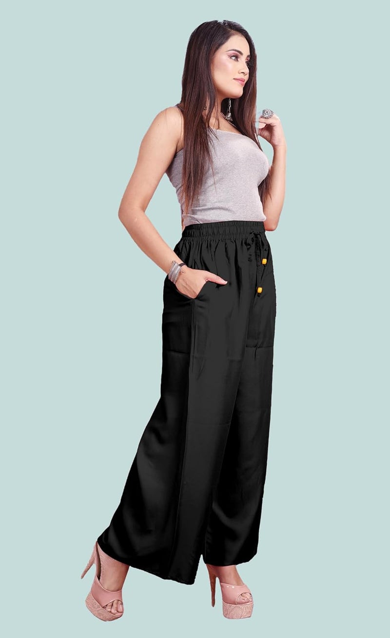 VIG TRENDS Women's Wide Leg Palazzo Pants, High Waist, Drawstring Closure, Casual Loose Fit Trousers - Image 2