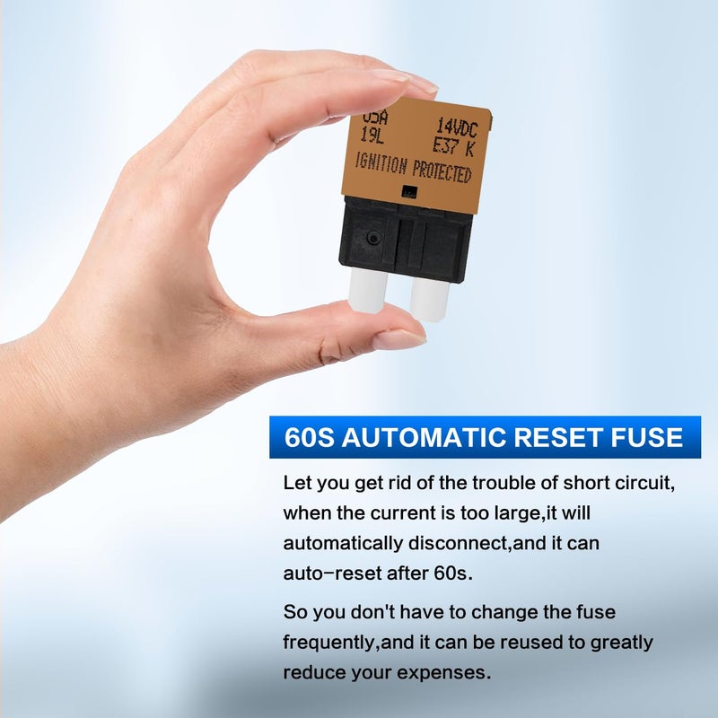 jamgoer 5 Amp Auto Reset Circuit Breaker ATC/ATO Resettable Fuse Low Profile Auto Satander Blade Fuse DC12V-32V for Car Truck RV Marine Boat Pack of 10 - Image 5
