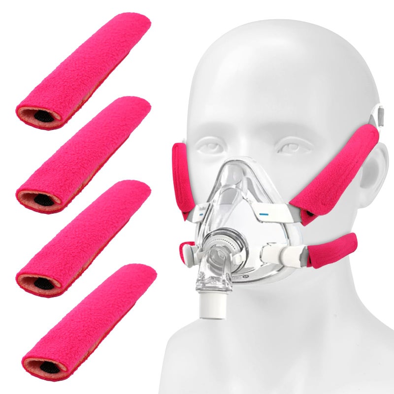 XIHIRCD 4pcs Headgear Strap Covers for CPAP, Soft Face Cushion Pads Reusable Mask Liners Reduce Indentation & Red Marks (Rose Red) - Image 1