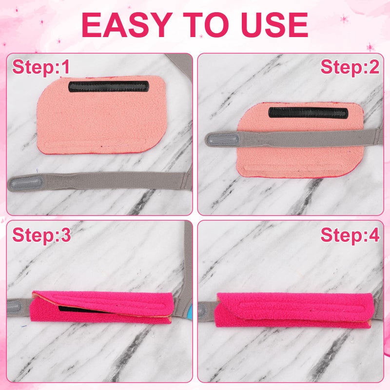 XIHIRCD 4pcs Headgear Strap Covers for CPAP, Soft Face Cushion Pads Reusable Mask Liners Reduce Indentation & Red Marks (Rose Red) - Image 4