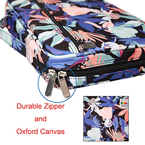 BOMKEE Coloring Pencil Case 220 Slots Pencils/Gel Pens Organizer Waterproof Travel Case Zipper Carrying Portable Pencil Markers Pen Holder Bag for Painter Writers (Penglai Flower) - Image 5