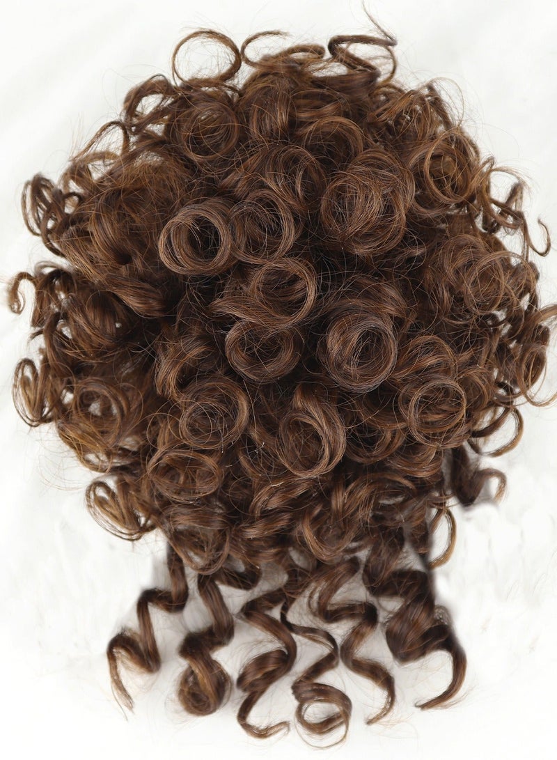 Joudi Dark Brown to Brown Ombre Hairpiece, 20cm Curly Bun with Synthetic Fiber - Secure Clips (Dark Brown Ombre) - Image 5