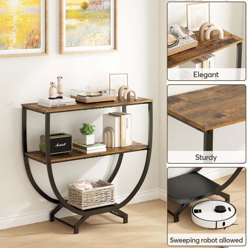GILLAS 3 Tier Console Tables, 30" Height Entryway Table, Sofa Table Behind Couch, Industrial Entryway Furniture TV Stand with Storage for Living Room, Easy No-Extra-Tools Assembly, Rustic Brown - Image 2