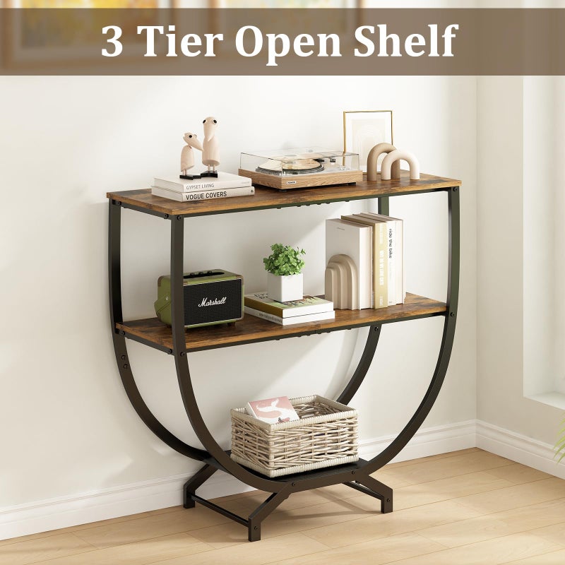 GILLAS 3 Tier Console Tables, 30" Height Entryway Table, Sofa Table Behind Couch, Industrial Entryway Furniture TV Stand with Storage for Living Room, Easy No-Extra-Tools Assembly, Rustic Brown - Image 4