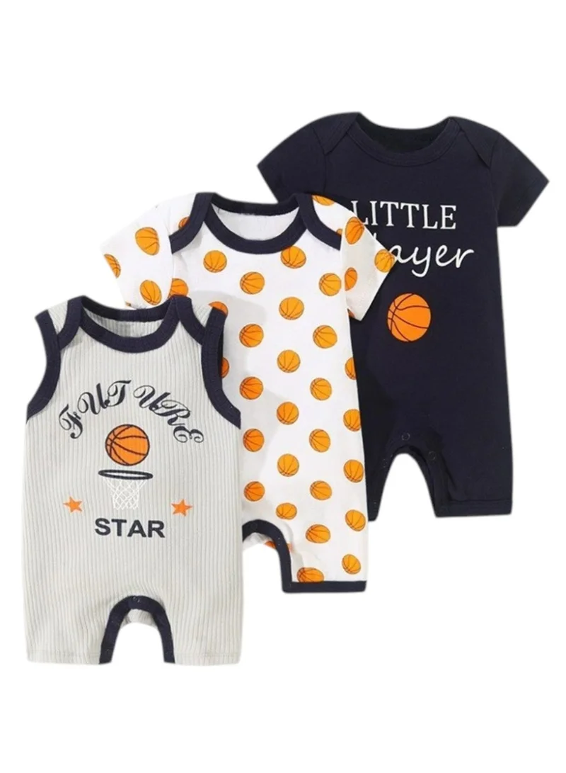 بامبيميسي Baby  Cotton Little Star Bodysuit Short Sleeve  – 3-Piece Newborn Outfit