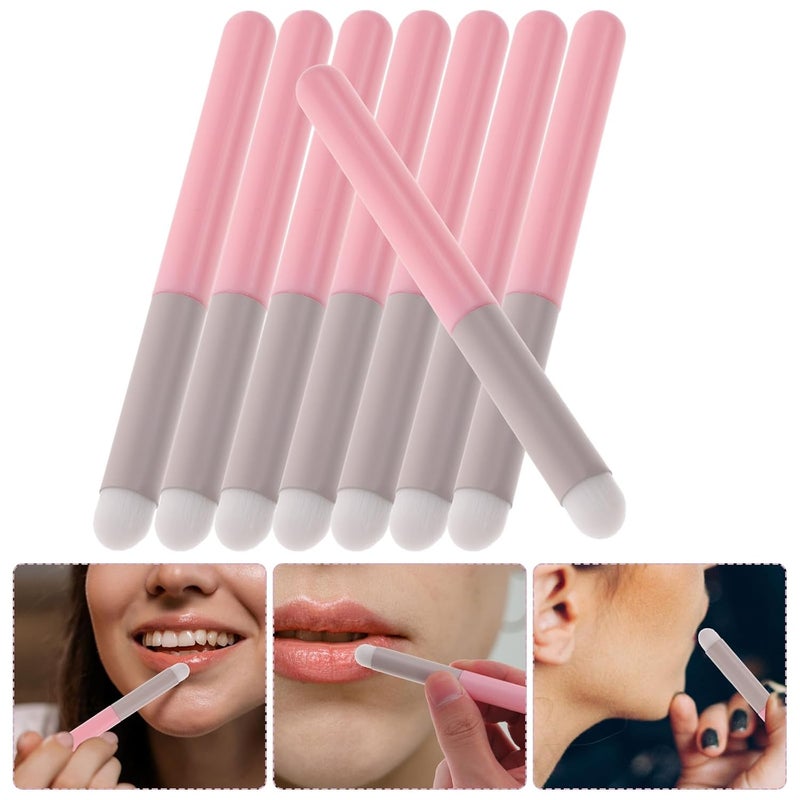 8pcs Mini Lip Brush and Concealer Makeup Brushes Set White Bristles for Lipstick Application and Foundation Blending Portable Lip Gloss for Travel and Daily Use - Image 5