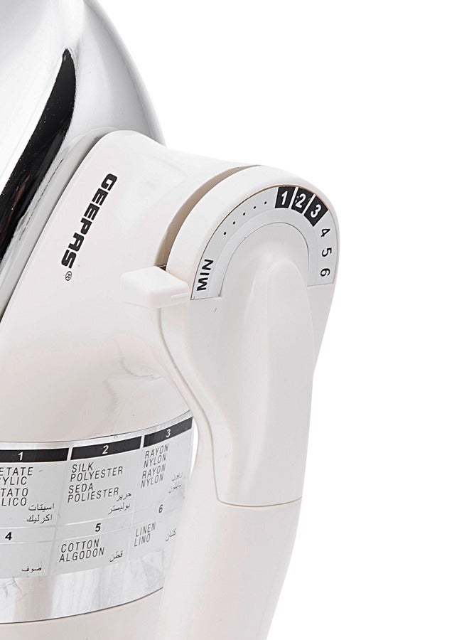 GEEPAS Heavy Weight Automatic Dry Iron With Teflon Plated Sole Plate 1200 W GDI7752 White/Silver/Grey - Image 3