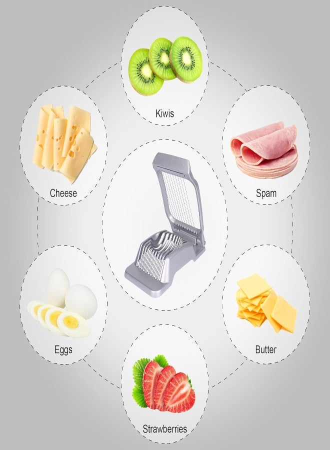 Egg Slicer For Hard Boiled Eggs Egg Cutter Strawberry Slicer Heavy Duty Aluminium Slicer Stainless Steel Wire Multipurpose Egg Slicer Dicer For Soft Fruit Mushroom