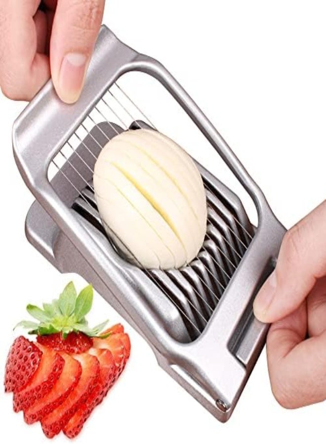 Egg Slicer For Hard Boiled Eggs Egg Cutter Strawberry Slicer Heavy Duty Aluminium Slicer Stainless Steel Wire Multipurpose Egg Slicer Dicer For Soft Fruit Mushroom