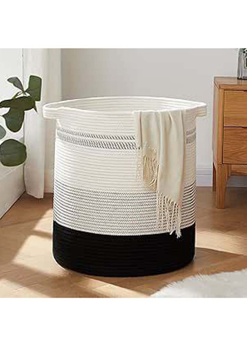 80L Laundry Hamper,Storage Basket With Handles,Decorative Basket For Living Room,Woven Storage Basket For Toys Bin,Pillows, Blankets,Clothes 20x18inc, (Gradient Dark) - Image 1