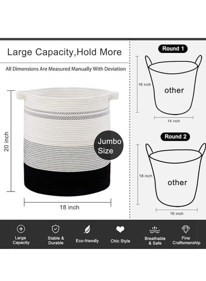 80L Laundry Hamper,Storage Basket With Handles,Decorative Basket For Living Room,Woven Storage Basket For Toys Bin,Pillows, Blankets,Clothes 20x18inc, (Gradient Dark) - Image 2