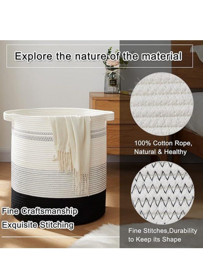 80L Laundry Hamper,Storage Basket With Handles,Decorative Basket For Living Room,Woven Storage Basket For Toys Bin,Pillows, Blankets,Clothes 20x18inc, (Gradient Dark) - Image 5