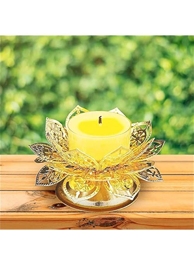 2 pcs Lotus Candlestick, Ghee Lamp Holder, Desktop er Lamp Holder, Gold Tibetan Oil Lamp Altar Supplies  - Image 2
