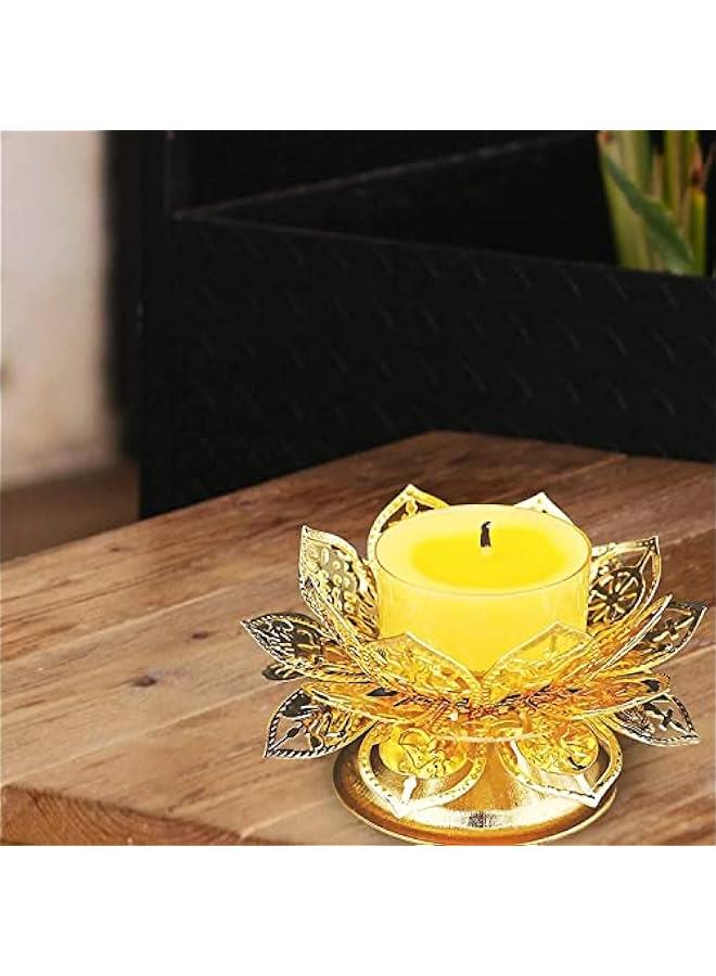 2 pcs Lotus Candlestick, Ghee Lamp Holder, Desktop er Lamp Holder, Gold Tibetan Oil Lamp Altar Supplies  - Image 3