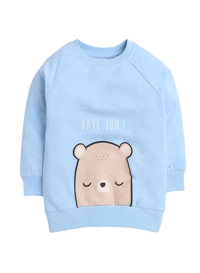BUMZEE سويت شيرت قطني بأكمام طويلة للأولاد من BUMZEE باللون الأزرق السماوي، مناسب للأعمار من 12 إلى 18 شهرًا (Peb9676D-sbl) - Image 1
