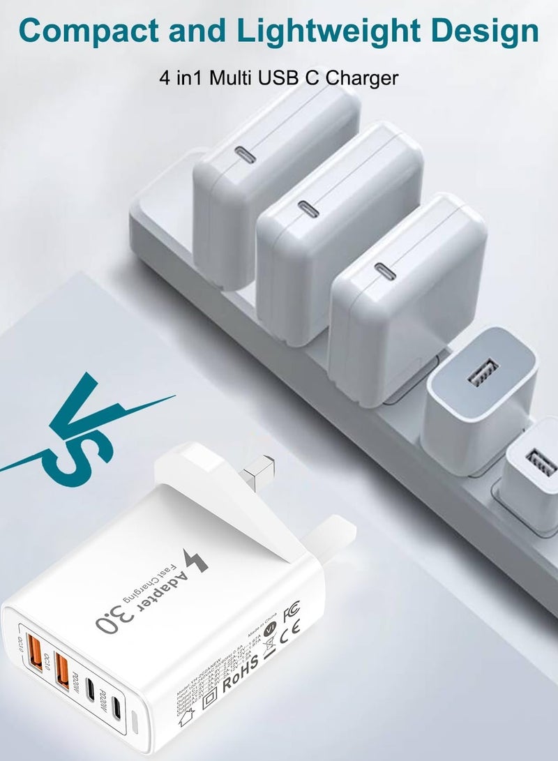 ELTRAZONE USB C Plug Fast Charge, 40W 4-Port Multi USB Charger Plug UK Dual Port PD Power Adapter + QC Wall Plug, Multiport Mains Type C Charging Plug for iPhone 16, 15, 14, 13 Pro Max, XS XR 8 SE, Samsung, iPad - Image 5