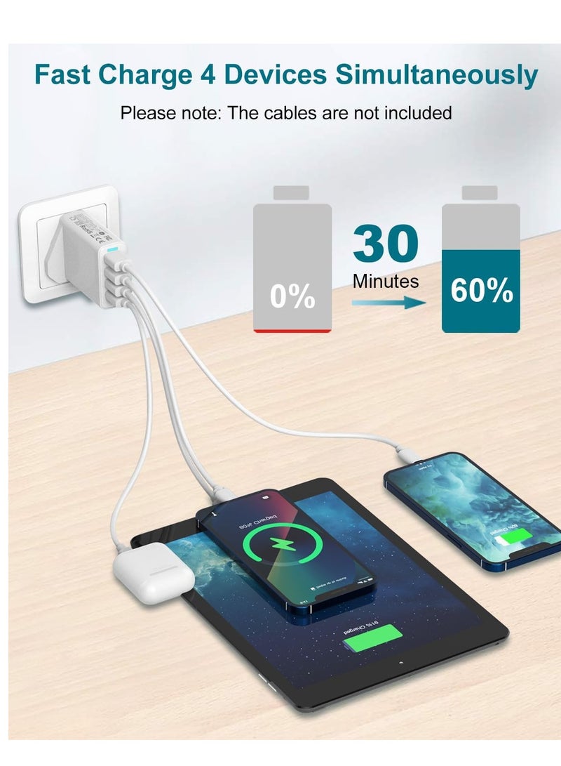 ELTRAZONE USB C Plug Fast Charge, 40W 4-Port Multi USB Charger Plug UK Dual Port PD Power Adapter + QC Wall Plug, Multiport Mains Type C Charging Plug for iPhone 16, 15, 14, 13 Pro Max, XS XR 8 SE, Samsung, iPad - Image 2
