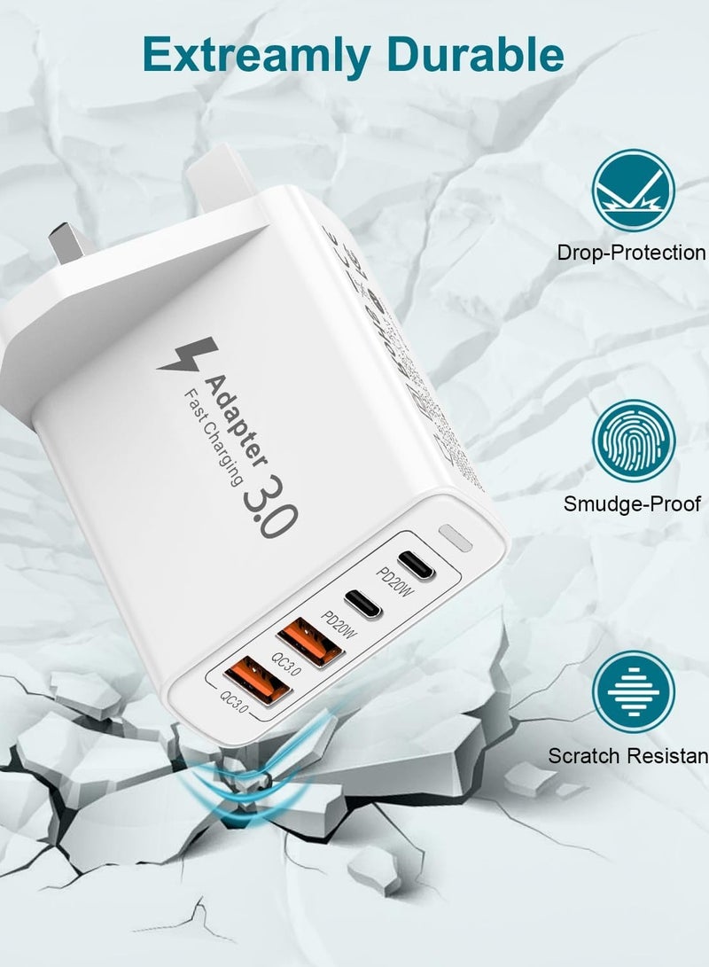 ELTRAZONE USB C Plug Fast Charge, 40W 4-Port Multi USB Charger Plug UK Dual Port PD Power Adapter + QC Wall Plug, Multiport Mains Type C Charging Plug for iPhone 16, 15, 14, 13 Pro Max, XS XR 8 SE, Samsung, iPad - Image 4