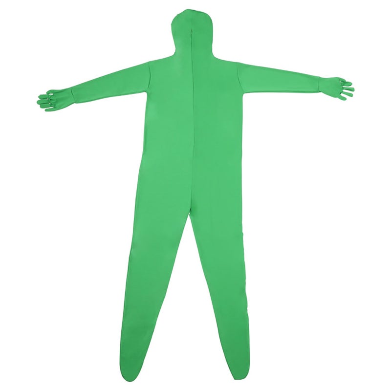 Green Bodysuit: 160cm Stretchy Full Body Design - Quick Zip Back Breathable Face Green Spandex Bodysuit for Photo Video Special Effects Adult Men Women - Image 2