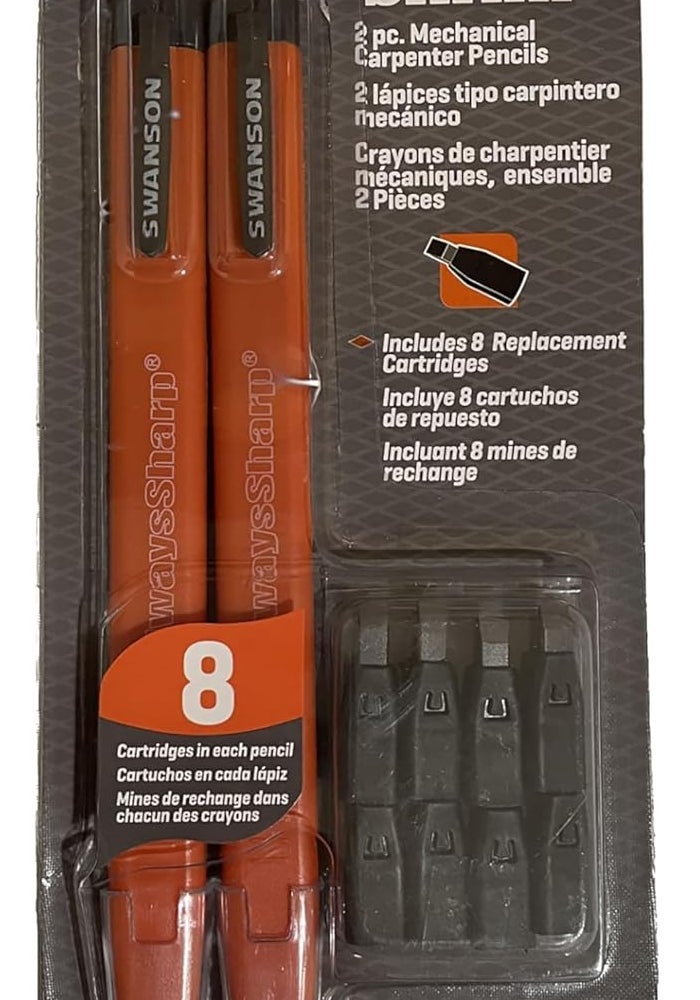 Swanson Tool Co. , Inc Swanson Tool Co CP216 AlwaysSharp Refillable Mechanical Carpenter Pencil - 2 Pack with 8 Replacement Graphite Tips - Image 5