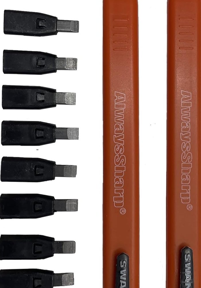 Swanson Tool Co. , Inc Swanson Tool Co CP216 AlwaysSharp Refillable Mechanical Carpenter Pencil - 2 Pack with 8 Replacement Graphite Tips - Image 1