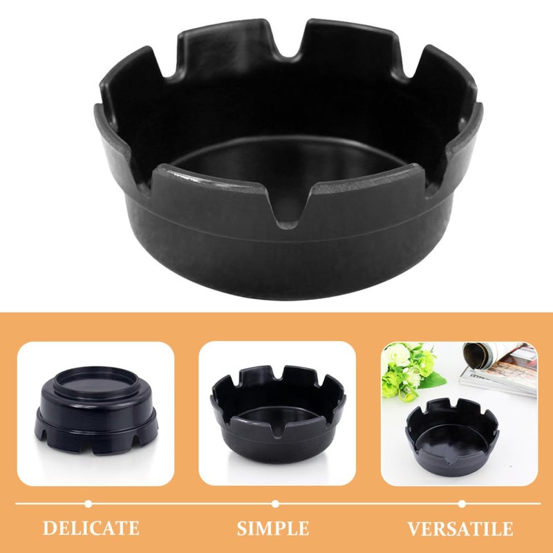 Smokeless Plastic Ashtray Set of 4 Portable with 8 Slots for Indoor Outdoor Use Black - Image 4