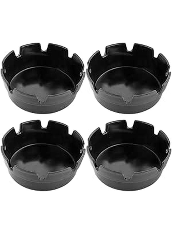 Smokeless Plastic Ashtray Set of 4 Portable with 8 Slots for Indoor Outdoor Use Black - Image 1