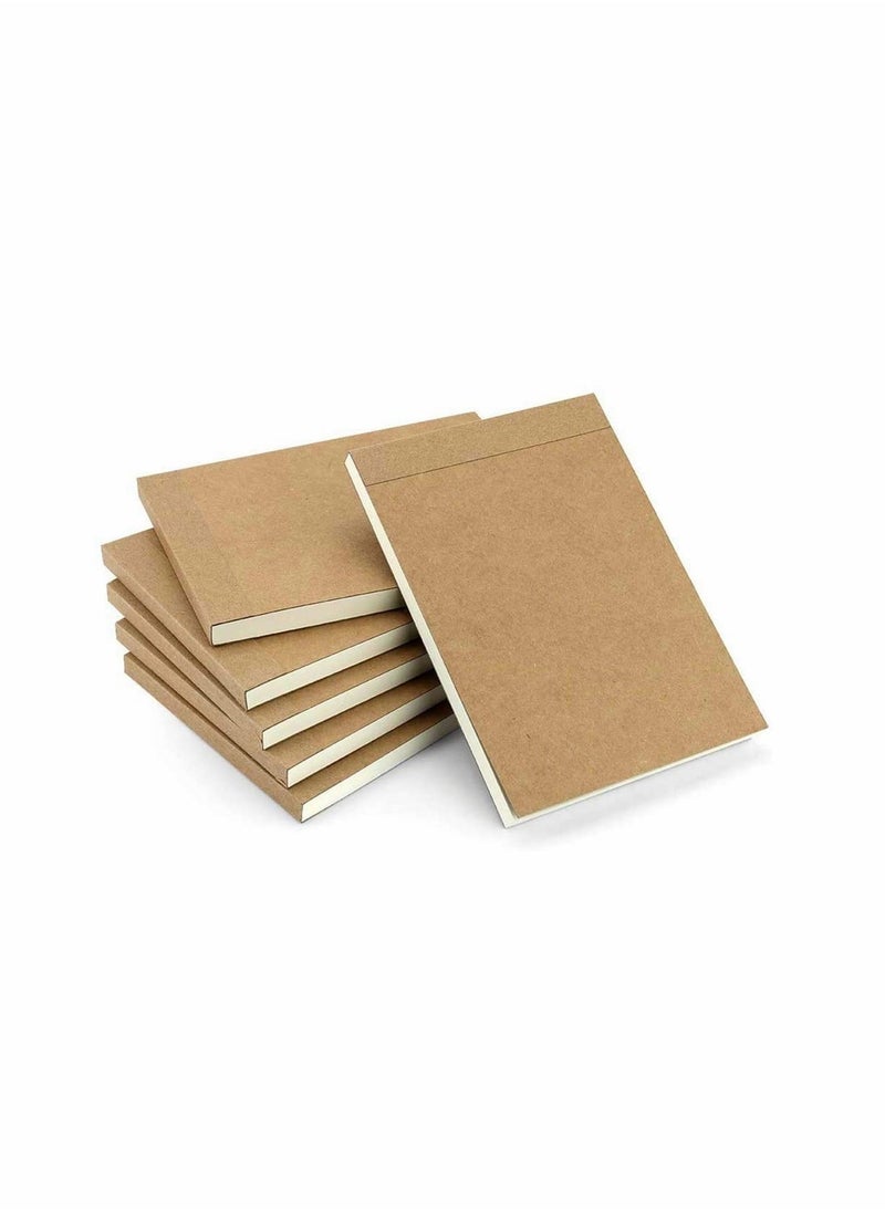 Generic - Small A6 Spiral Notepad 6 Set, Kraft Cover Blank Page (60 Sheets) Sketchbook Sketchpad, Classic Pocket Note Book Drawing Block Reporters Notepad, Good for memos, Painting and Graffiti - Image 1