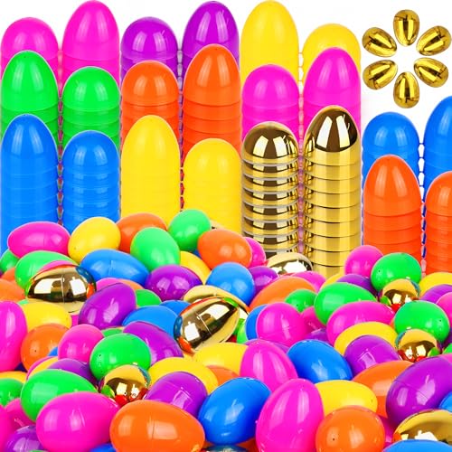 Grastfu 1000 Pack Easter Eggs Bulk Include 12 Surprise Golden Eggs 24 Inch Colorful Fillable Plastic Easter Egg Empty for Easter Hunt Party Favors Easter Basket Stuffers Fillers Classroom Prize Supplies - Image 1