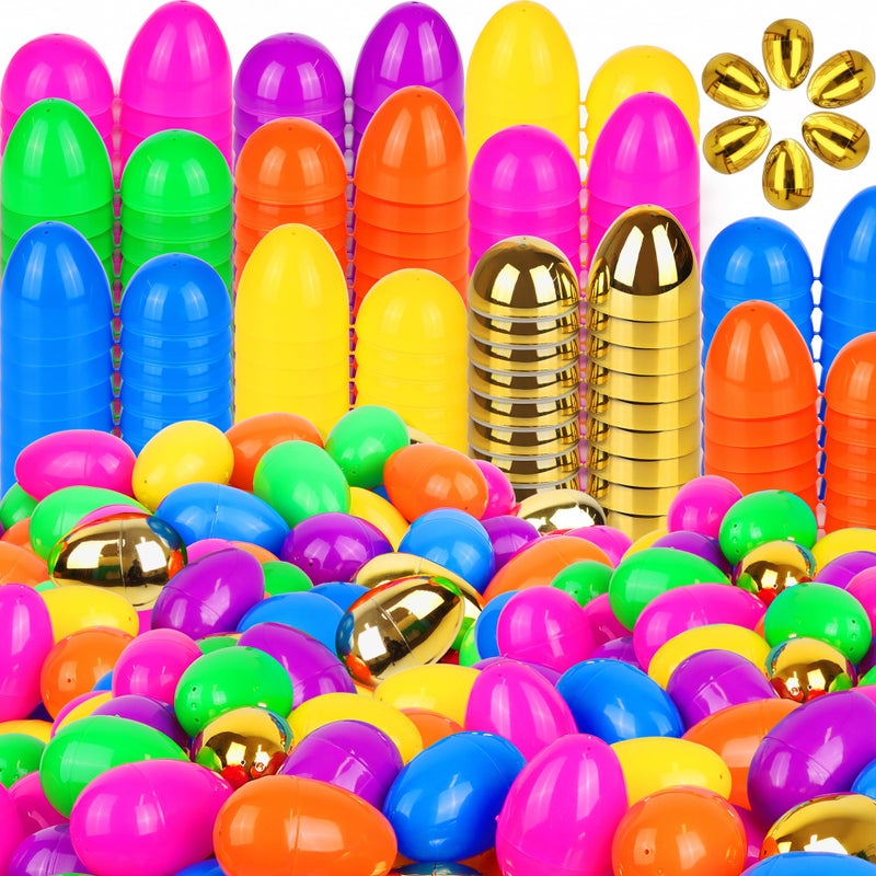 Grastfu 1000 Pack Easter Eggs Bulk Include 12 Surprise Golden Eggs 24 Inch Colorful Fillable Plastic Easter Egg Empty for Easter Hunt Party Favors Easter Basket Stuffers Fillers Classroom Prize Supplies - Image 3