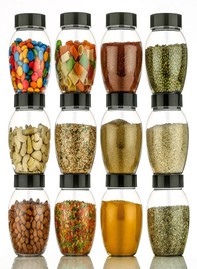 HAPPI Multipurpose Unbreakable Plastic Transparent Storage Containers For Kitchen Airtight Masala Box Dabba Spice, Cereal, Dry Fruits Spice Box 350 ML Handi Jar Matka Shape (Set of 8 Pcs) - Image 2