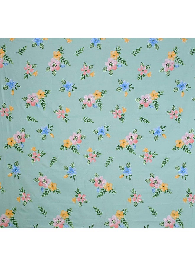 TIB® The Intellect Bazaar 130 GSM Floral Cotton Feel Polycotton King Size Bed Sheet with 2 Pillow Covers,90X100 Inches, Green) - Image 2