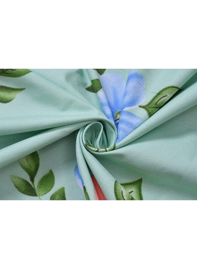 TIB® The Intellect Bazaar 130 GSM Floral Cotton Feel Polycotton King Size Bed Sheet with 2 Pillow Covers,90X100 Inches, Green) - Image 3