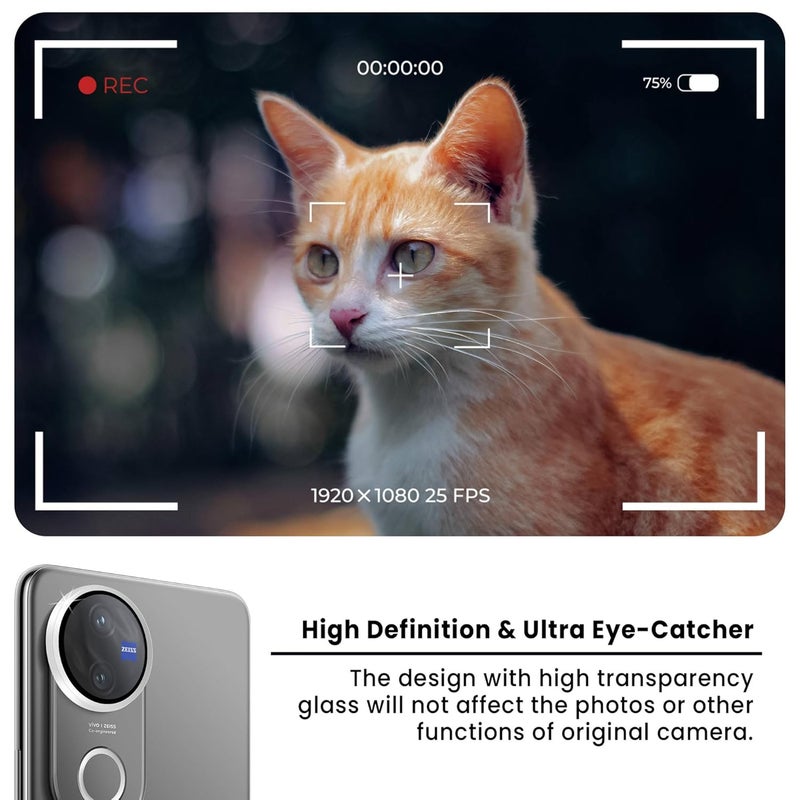FIRST MART Camera Lens Protectors for Vivo V50 and Vivo V50e (6.77 Inches) Tough HD Individual Aluminum Alloy Lens Ring Cover, Scratch Resistant, Thin Lens Protection| Silver, 1 Pack - Image 3