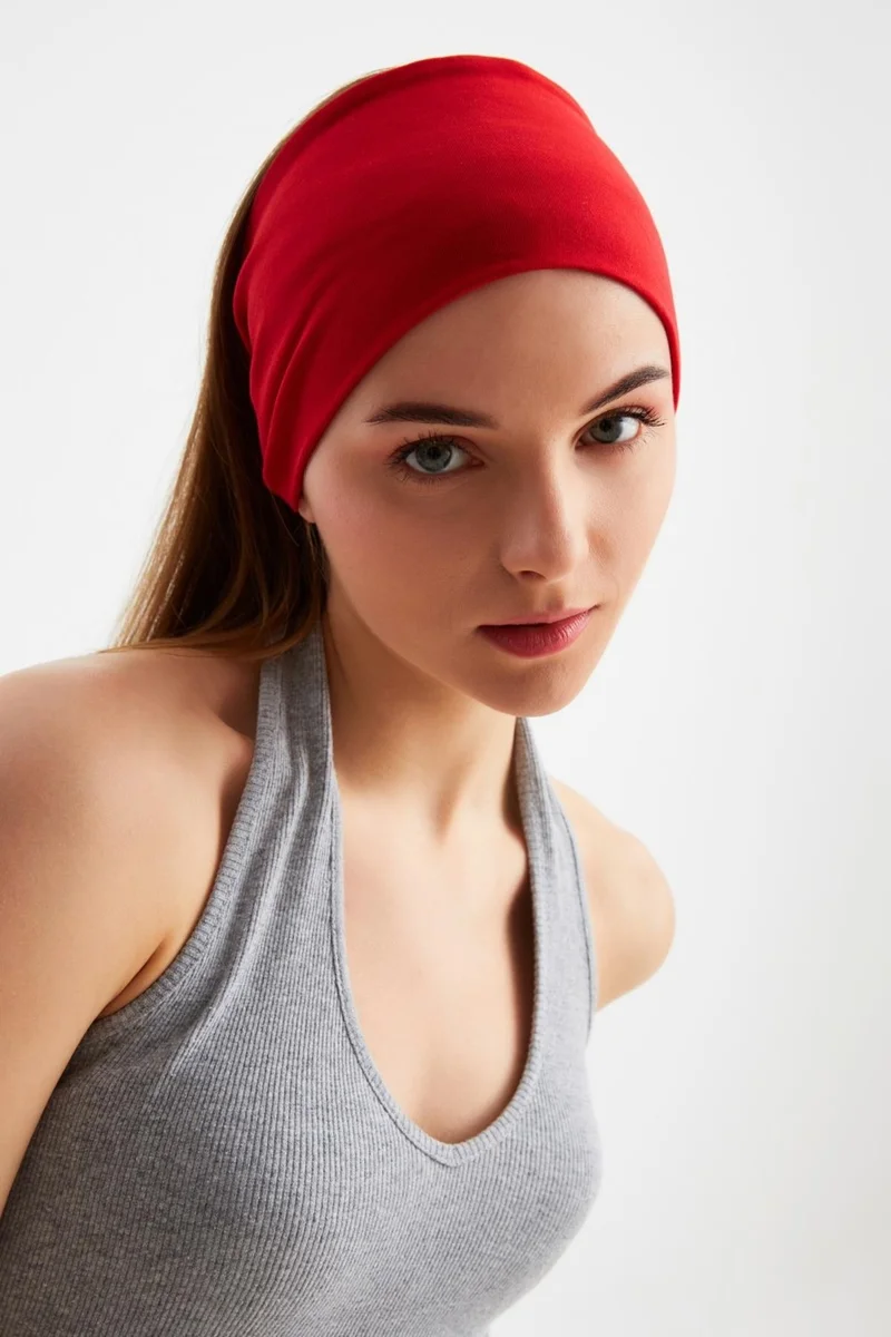 بوتيكجيز Red Women's Double Sided Use Alternative, Combed Cotton, Non-Slip, Lightweight, Sports Hair Band Bandana