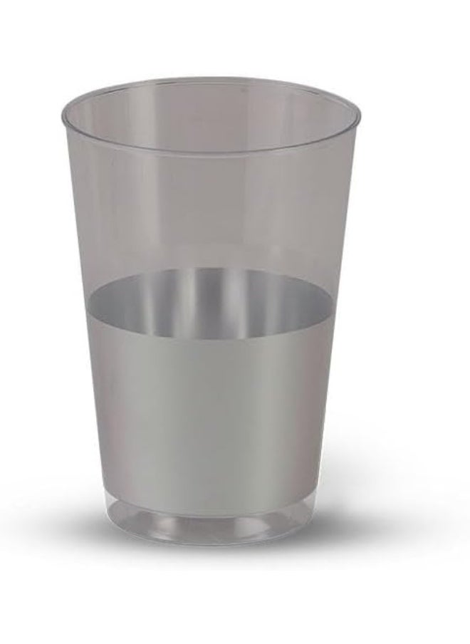 HTE - 25 Pieces Luxury Clear And Silver Cup Plastic Disposable 12Oz Cup - Image 1