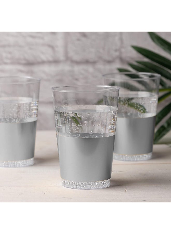 HTE - 25 Pieces Luxury Clear And Silver Cup Plastic Disposable 12Oz Cup - Image 1