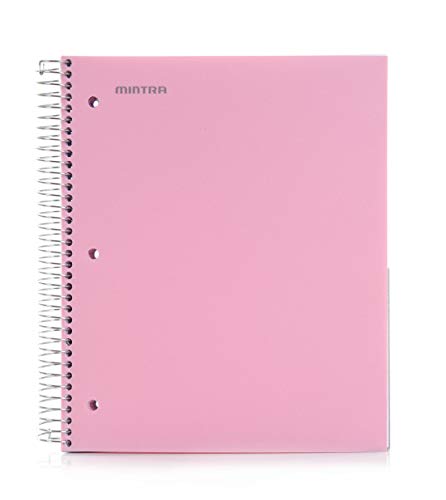 Mintra Office Durable Spiral Notebooks, 5 Subject (Spring Pink, Wide Ruled 1pk) - Image 1