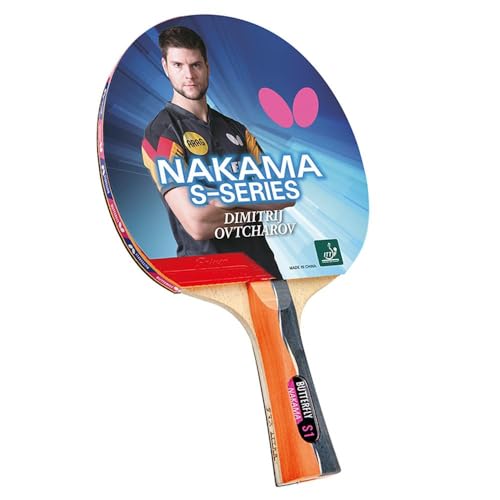 Butterfly Nakama S-1 Table Tennis Racket – Professional ITTF Approved Butterfly Ping Pong Paddle – Sriver Rubber – Carbon Ping Pong Paddle – 2 Ping Pong Balls Included - Image 1