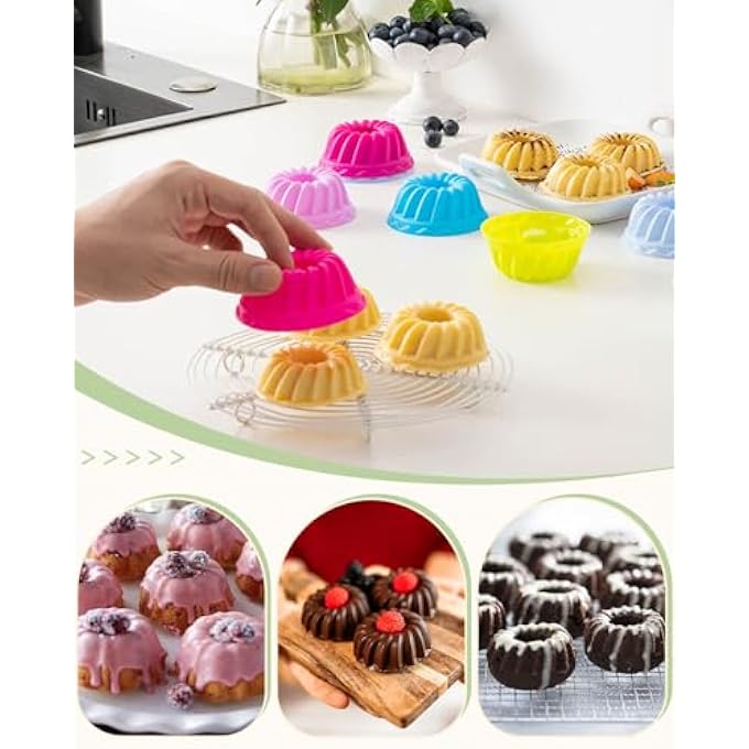 24 قطعة أكواب مافن سيليكون صغيرة أكواب الكعك كب كيك أكواب الخبز أكواب الخبز أكواب الخبز سيليكون أكواب الكعك القطر 65 سم الارتفاع 35 سم 4 ألوان - Image 4