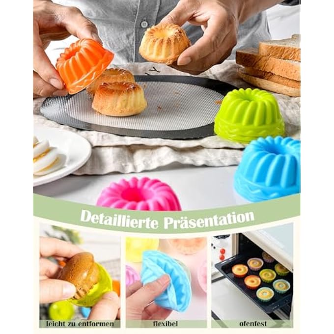 24 قطعة أكواب مافن سيليكون صغيرة أكواب الكعك كب كيك أكواب الخبز أكواب الخبز أكواب الخبز سيليكون أكواب الكعك القطر 65 سم الارتفاع 35 سم 4 ألوان - Image 2