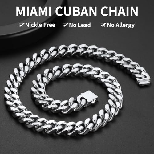 ChainsHouse 316L Stainless Steel Miami Cuban Link Chain 14mm Width 20 inch Length Heavy Curb Chain Necklace Hip Hop Jewelry Gift for Men Women - Image 3