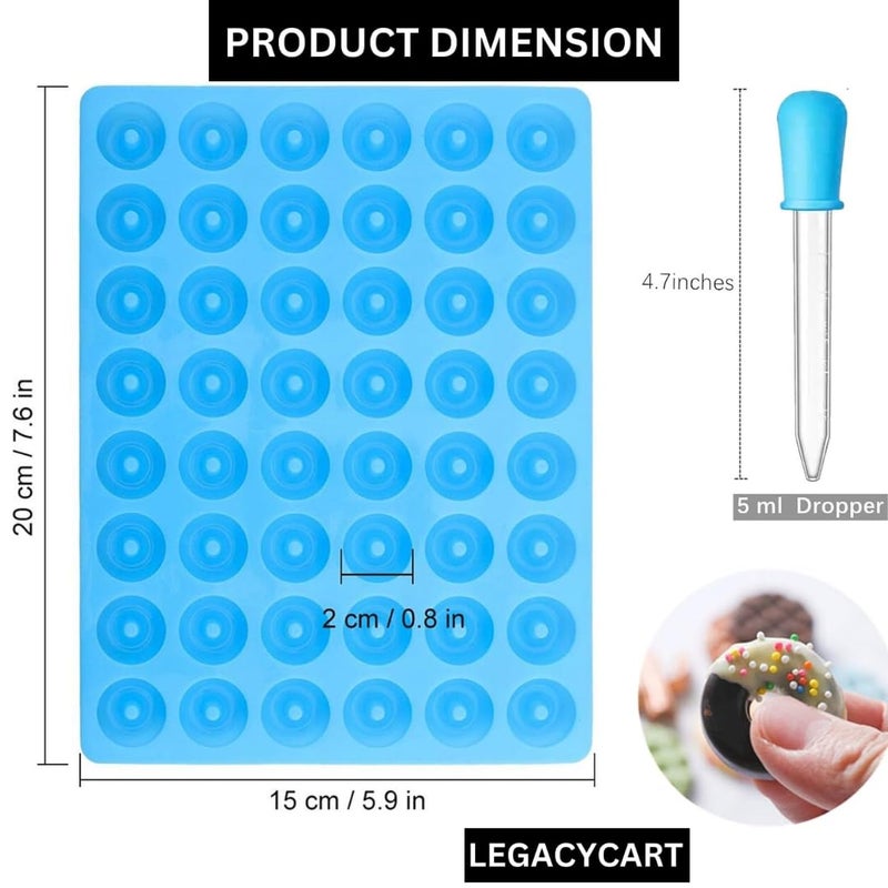 LEGACYCART LEGACYCART Gummy Rings Candy Molds Silicone 1 Mini Donut Pans with 2 Droppers NonStick Silicone Round Molds for Hard Candy Fruit Loop Gummies Cereal Baking Pack of 3  - Image 2