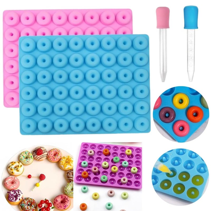 LEGACYCART LEGACYCART Gummy Rings Candy Molds Silicone 1 Mini Donut Pans with 2 Droppers NonStick Silicone Round Molds for Hard Candy Fruit Loop Gummies Cereal Baking Pack of 3  - Image 1