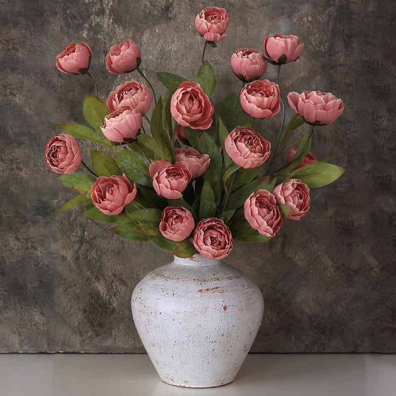 VIERENA 6 Pcs Faux Silk Peony Artificial Flowers for Vase -27", Bulk Fake Peonies Branches with Stems for DIY Bouquet Centerpieces Wedding Fillers Arrangements Shower Decorations (Dusty Pink) - Image 1