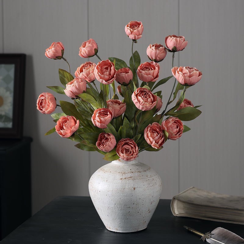 VIERENA 6 Pcs Faux Silk Peony Artificial Flowers for Vase -27", Bulk Fake Peonies Branches with Stems for DIY Bouquet Centerpieces Wedding Fillers Arrangements Shower Decorations (Dusty Pink) - Image 4