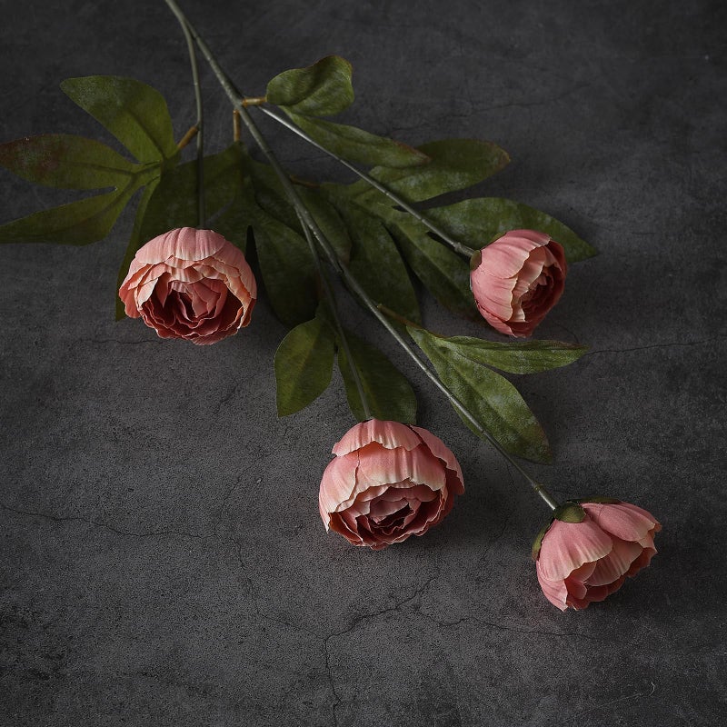 VIERENA 6 Pcs Faux Silk Peony Artificial Flowers for Vase -27", Bulk Fake Peonies Branches with Stems for DIY Bouquet Centerpieces Wedding Fillers Arrangements Shower Decorations (Dusty Pink) - Image 3
