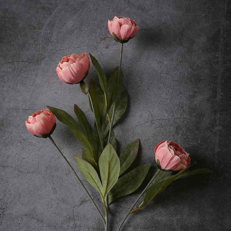 VIERENA 6 Pcs Faux Silk Peony Artificial Flowers for Vase -27", Bulk Fake Peonies Branches with Stems for DIY Bouquet Centerpieces Wedding Fillers Arrangements Shower Decorations (Dusty Pink) - Image 2