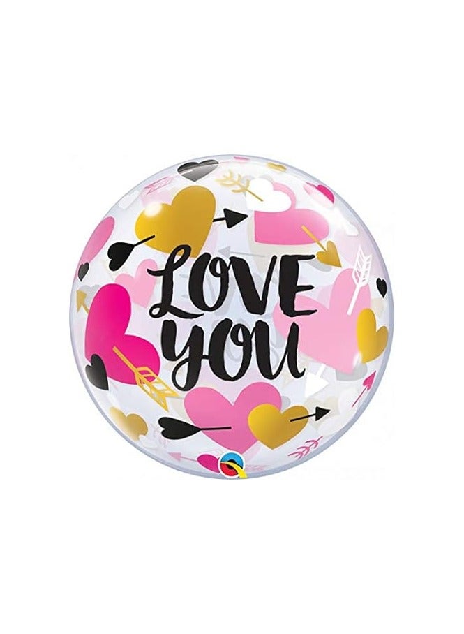Qualatex Love You Hearts & Arrows Buble Bln 22in
